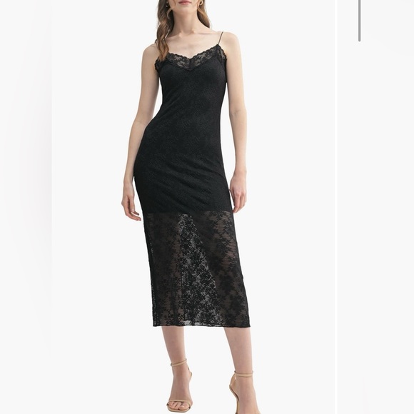Lush Dresses & Skirts - NWT Black Lace Slip Midi Dress
